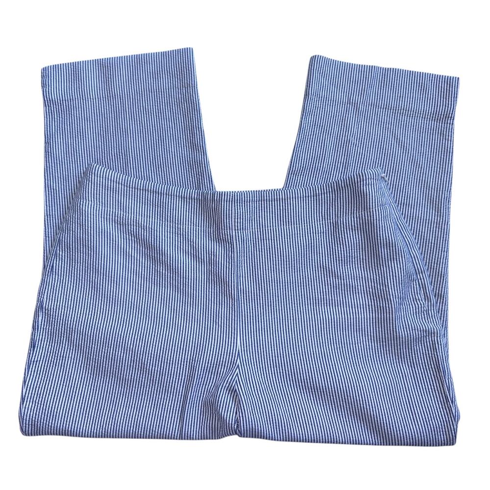 Talbots Petites 2/26” Heritage Coastal Capris Blue White Pinstripe Seersucker
